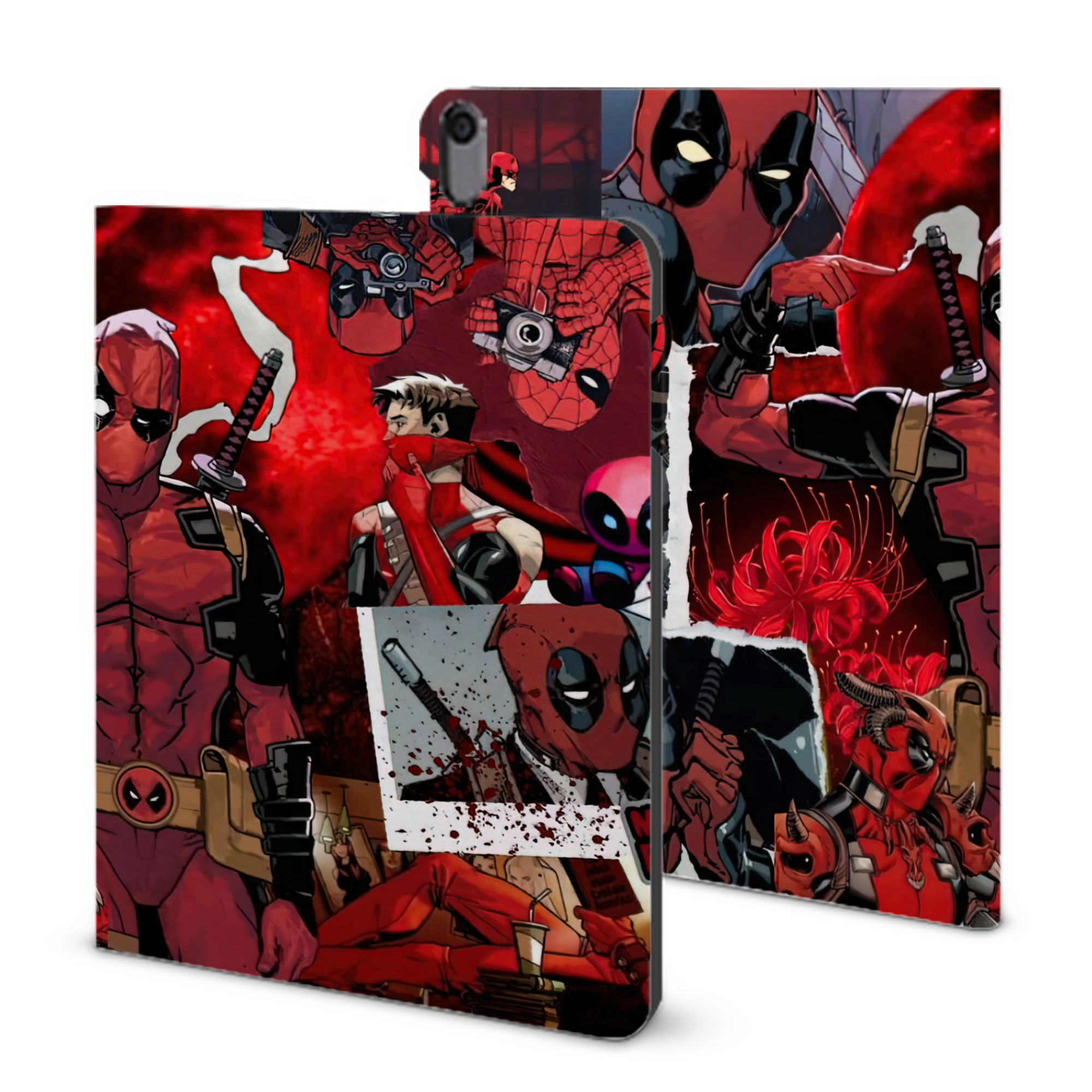 （画像用） Deadpool デッドプール IPad ケース ブック型 PUレザー TPU 耐衝撃 軽量 薄型 ペン収納なし 全面保護 IPad 各モデル対応